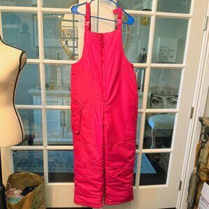 London Fog Ski Pants Girls Large 12/14 Bib Snow Pants Pink Pocket NWT Coveralls